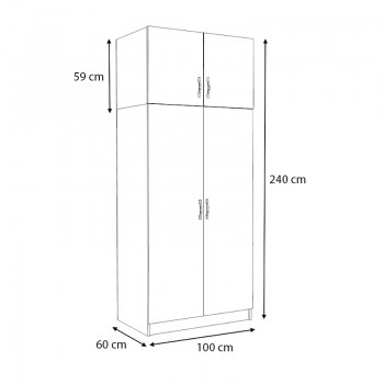 Ντουλάπα ρούχων Victoria Megapap δίφυλλη με πατάρι χρώμα καρυδί 100x60x240εκ.