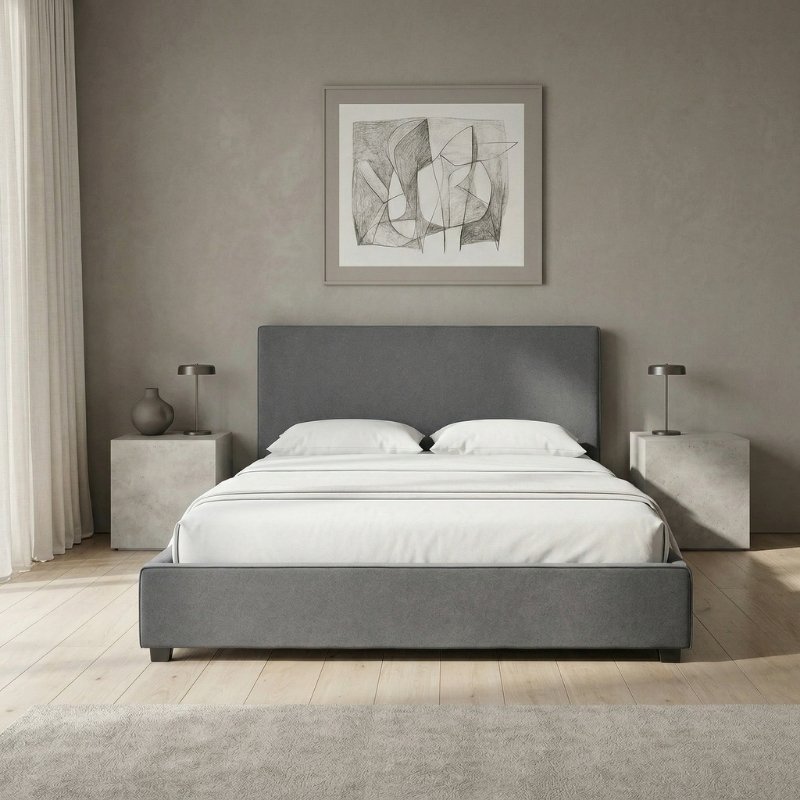 Κρεβάτι Verona Megapap υφασμάτινο με αποθηκευτικό χώρο χρώμα ανθρακί 160x200εκ.