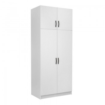 Ντουλάπα ρούχων Victoria Megapap δίφυλλη με πατάρι χρώμα λευκό 100x60x240εκ.