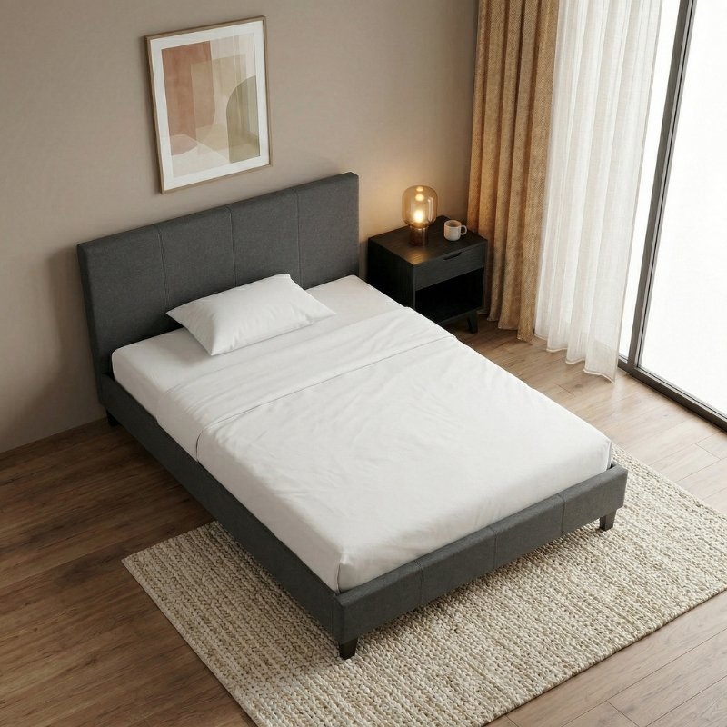 Κρεβάτι Flat Megapap υφασμάτινο χρώμα ανθρακί 120x200εκ.