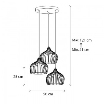 Φωτιστικό οροφής Alvaro Megapap E27 μεταλλικό τρίφωτο χρώμα χρυσό 56x40x121εκ.