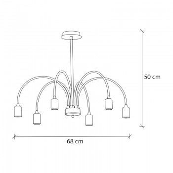 Φωτιστικό οροφής Samba Megapap E27 μεταλλικό εξάφωτο χρώμα μαύρο Ø68x50εκ.