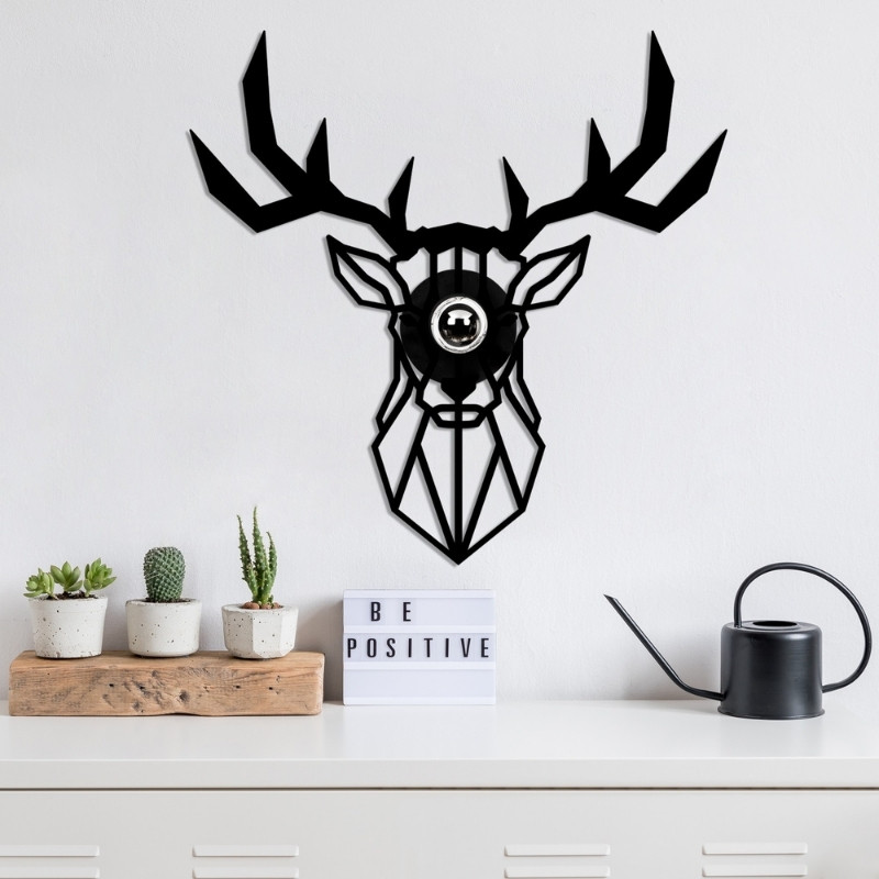 Απλίκα τοίχου Deer Megapap E27 MDF χρώμα μαύρο 55x12x55εκ.