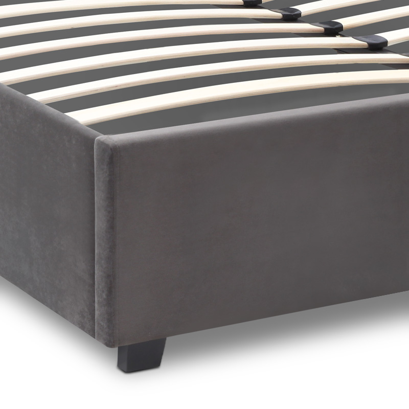 Κρεβάτι Kingston Megapap βελούδινο με αποθηκευτικό χώρο χρώμα ανθρακί 160x200εκ.