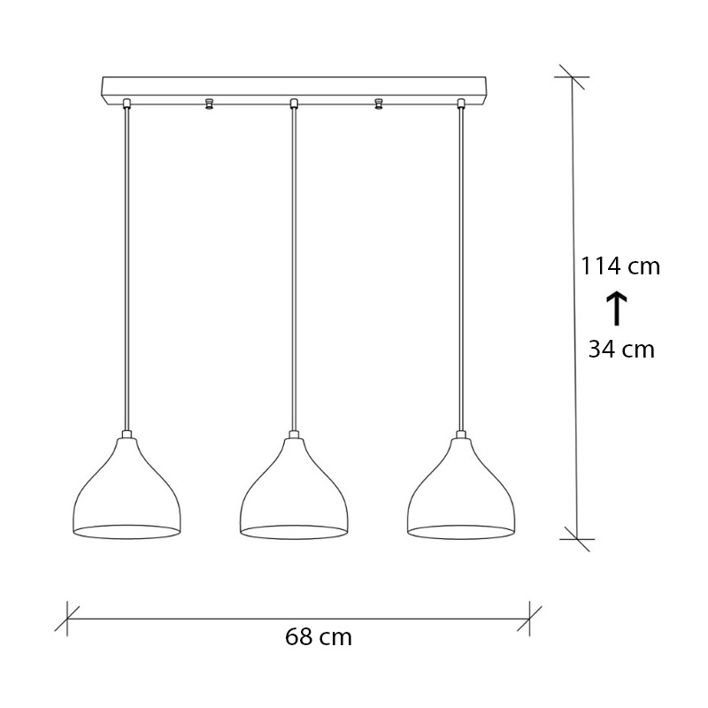 Φωτιστικό οροφής Fida Megapap E27 μεταλλικό τρίφωτο χρώμα χρυσό 68x18x114εκ.