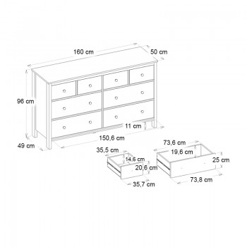 Συρταριέρα - Μπουφές Sabina Megapap χρώμα sepet oak 160x50x96εκ.