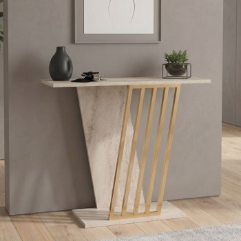 Κονσόλα Gravity Megapap χρώμα travertine - χρυσό 90x29,6x76,8εκ.