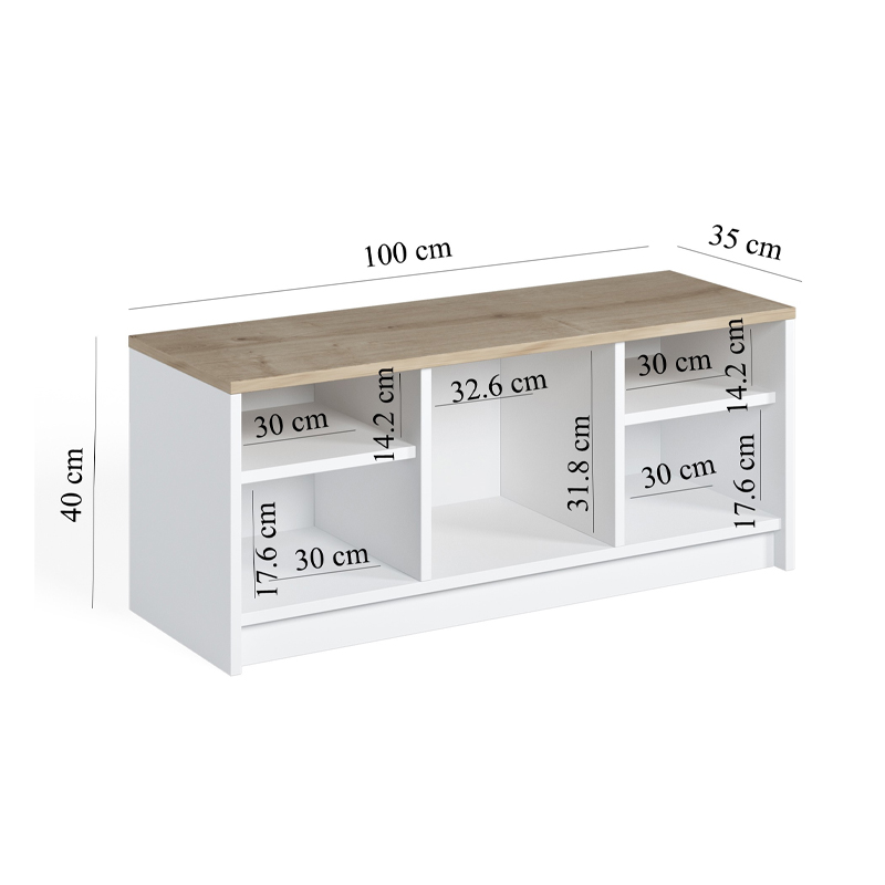 Παπουτσοθήκη London Megapap χρώμα λευκό - sapphire oak 100x35x40εκ.