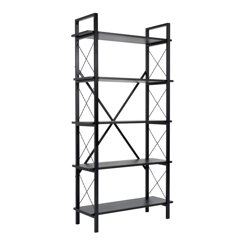 Βιβλιοθήκη Elysian Megapap χρώμα black wood 90x33,5x180εκ.