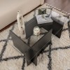 Τραπεζάκι σαλονιού Vetrino Megapap γυάλινο χρώμα black wood 105x65x40εκ.