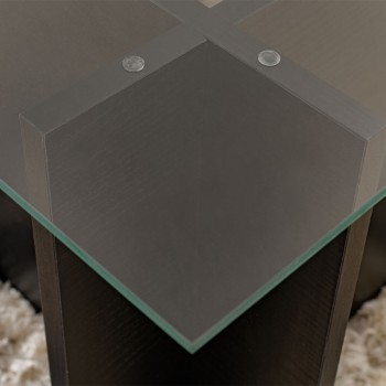 Τραπεζάκι σαλονιού Vetrino Megapap γυάλινο χρώμα black wood 105x65x40εκ.