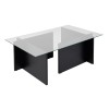 Τραπεζάκι σαλονιού Vetrino Megapap γυάλινο χρώμα black wood 105x65x40εκ.