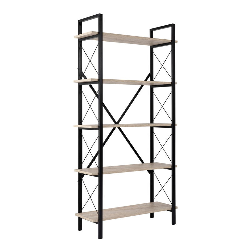 Βιβλιοθήκη Elysian Megapap χρώμα travertine - μαύρο 90x33,5x180εκ.