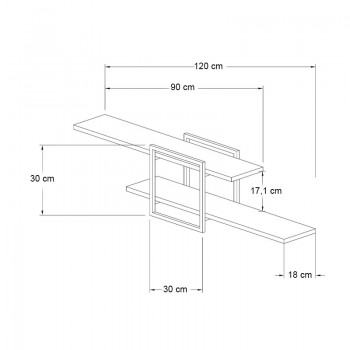 Ραφιέρα τοίχου Mone Megapap χρώμα λευκό - μαύρο 120x18x30εκ.