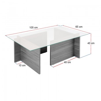 Τραπεζάκι σαλονιού Vetrino Megapap γυάλινο χρώμα honey oak 105x65x40εκ.