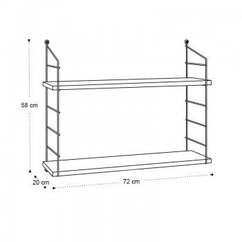 Ραφιέρα τοίχου Armoni Megapap χρώμα sacramento oak - καφέ μέταλλο 72x20x58εκ.