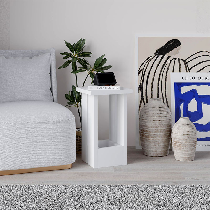 Τραπεζάκι βοηθητικό Tasos Megapap χρώμα λευκό 30x30x50,3εκ.