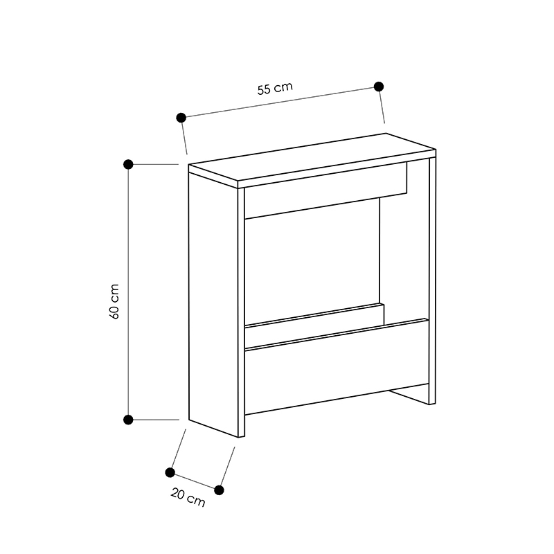 Τραπεζάκι βοηθητικό Simpi Megapap χρώμα sapphire oak 55x20x60εκ.