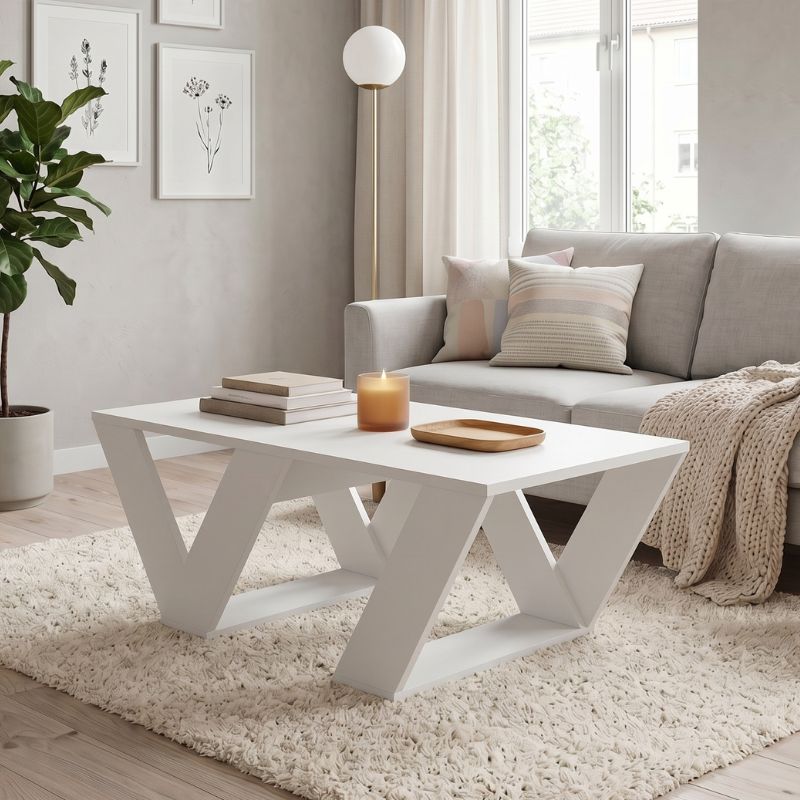 Τραπεζάκι σαλονιού Pipra Megapap χρώμα λευκό 110x60x40εκ.