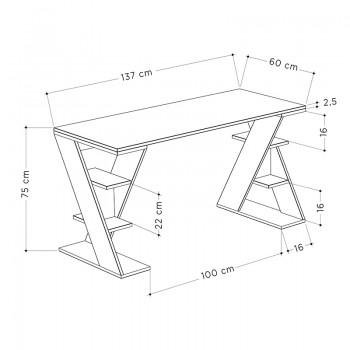 Γραφείο εργασίας Papillon Megapap χρώμα sapphire oak - λευκό 137x60x75εκ