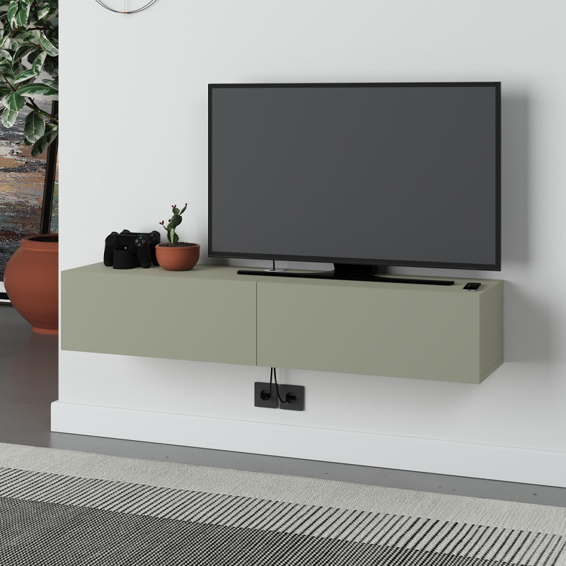 Έπιπλο τηλεόρασης επιτοίχιο Francy Megapap χρώμα ash green 135x31,7x25εκ.