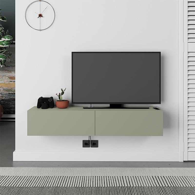 Έπιπλο τηλεόρασης επιτοίχιο Francy Megapap χρώμα ash green 135x31,7x25εκ.