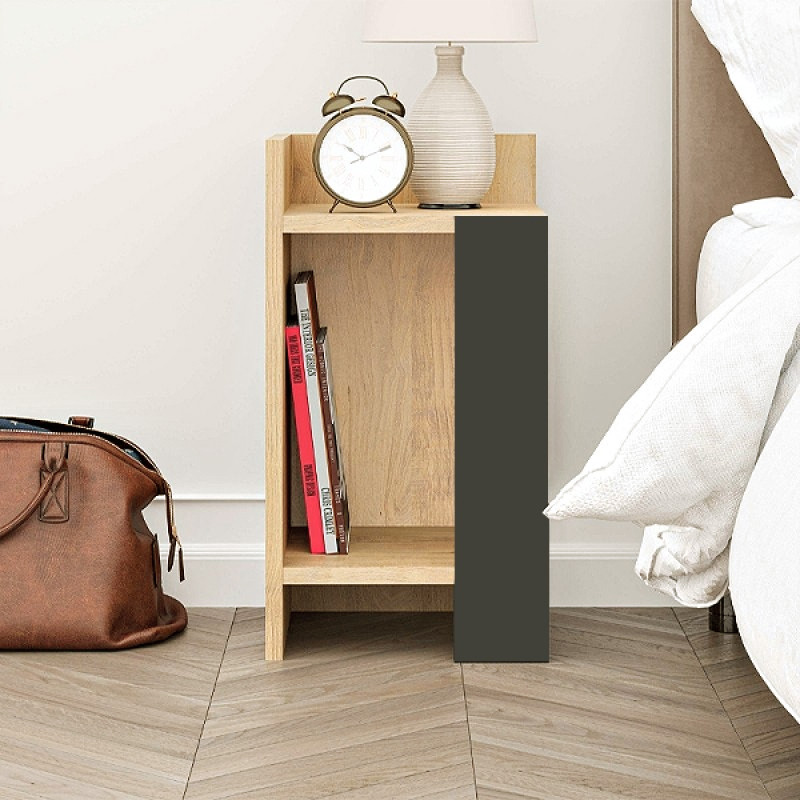 Κομοδίνο Elos Megapap αριστερό χρώμα sapphire oak - ανθρακί 25x27x60εκ.