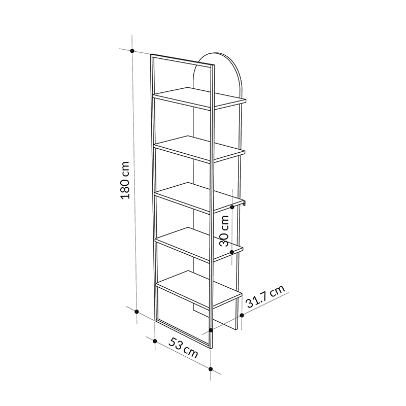 Βιβλιοθήκη Archy Megapap χρώμα ανοιχτό καρυδί 53x31,7x180εκ.