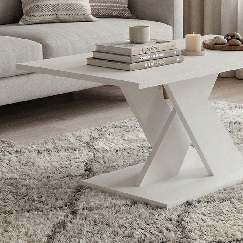 Τραπεζάκι σαλονιού Marcello Megapap χρώμα λευκό 110x55x47εκ.