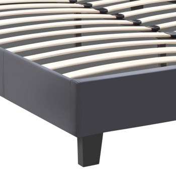 Κρεβάτι Flat Megapap από τεχνόδερμα χρώμα μαύρο ματ 160x200εκ.