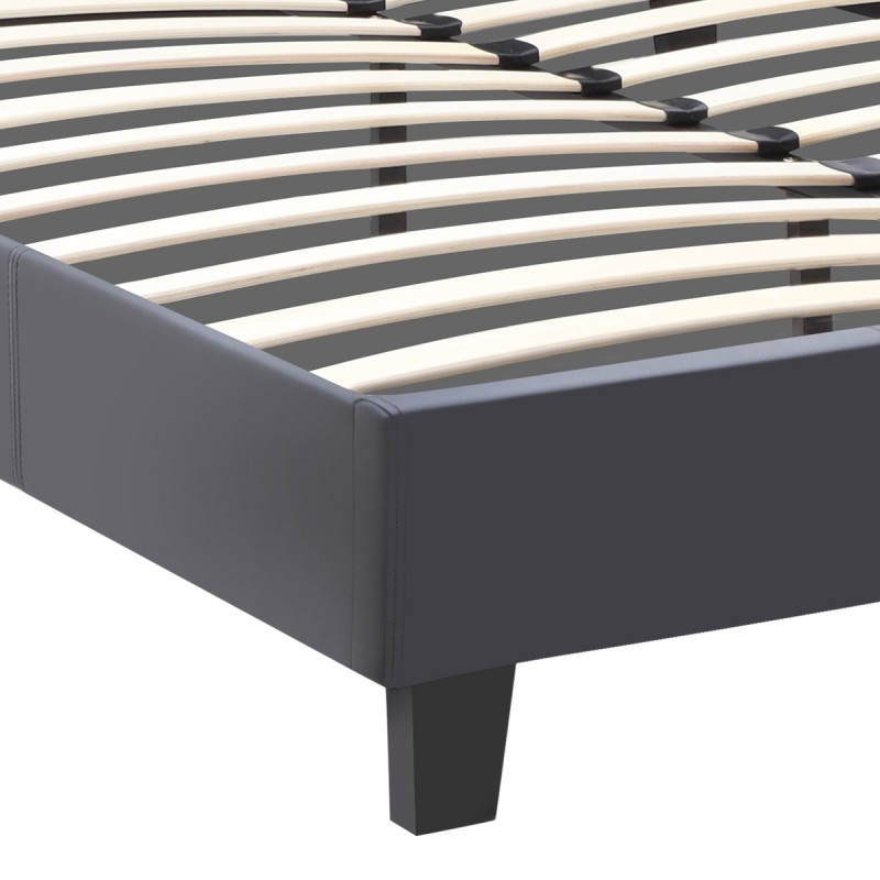 Κρεβάτι Flat Megapap από τεχνόδερμα χρώμα μαύρο ματ 160x200εκ.