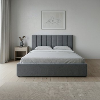 Κρεβάτι Renata Megapap υφασμάτινο με αποθηκευτικό χώρο χρώμα γκρι 160x200εκ.