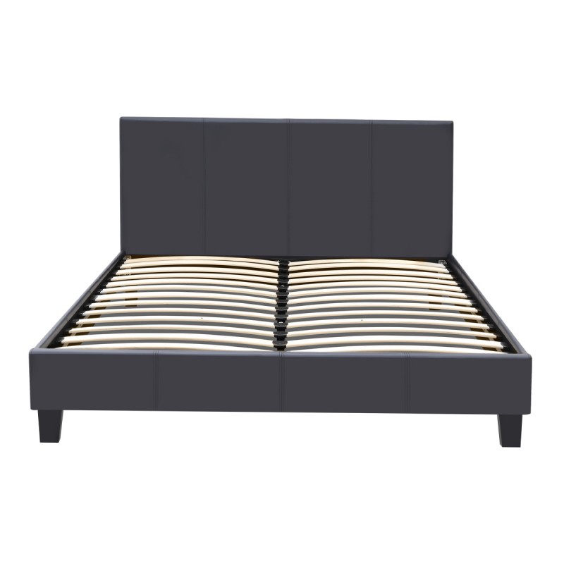 Κρεβάτι Flat Megapap από τεχνόδερμα χρώμα μαύρο ματ 140x190εκ.