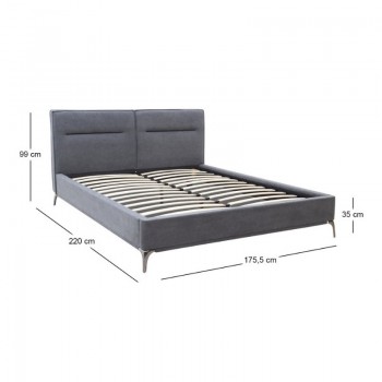 Κρεβάτι Megan Megapap υφασμάτινο χρώμα ανθρακί 160x200εκ.