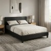 Κρεβάτι Flat Megapap από τεχνόδερμα χρώμα μαύρο ματ 150x200εκ.