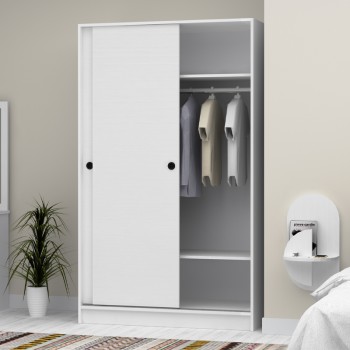 Ντουλάπα ρούχων Regio Megapap δίφυλλη συρόμενη χρώμα λευκό 120x60x200εκ.