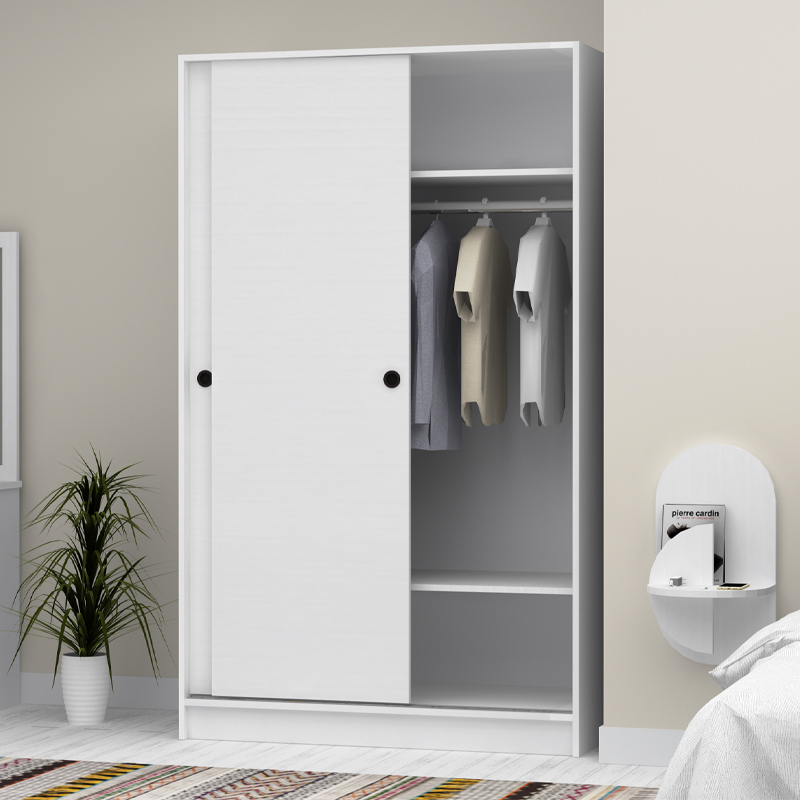 Ντουλάπα ρούχων Regio Megapap δίφυλλη συρόμενη χρώμα λευκό 120x60x200εκ.