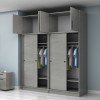 Ντουλάπα ρούχων Regio Megapap τετράφυλλη συρόμενη με πατάρι χρώμα γκρι σκυροδέματος 200x60x240εκ.