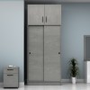 Ντουλάπα ρούχων Regio Megapap δίφυλλη συρόμενη με πατάρι χρώμα γκρι σκυροδέματος 100x60x240εκ.