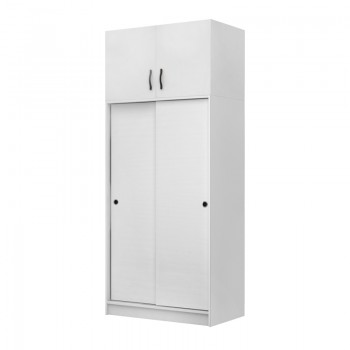 Ντουλάπα ρούχων Regio Megapap δίφυλλη συρόμενη με πατάρι χρώμα λευκό 100x60x240εκ.