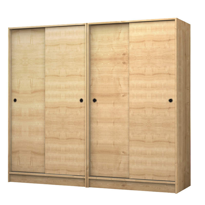 Ντουλάπα ρούχων Regio Megapap τετράφυλλη συρόμενη χρώμα φυσικό οξιάς 200x60x181εκ.