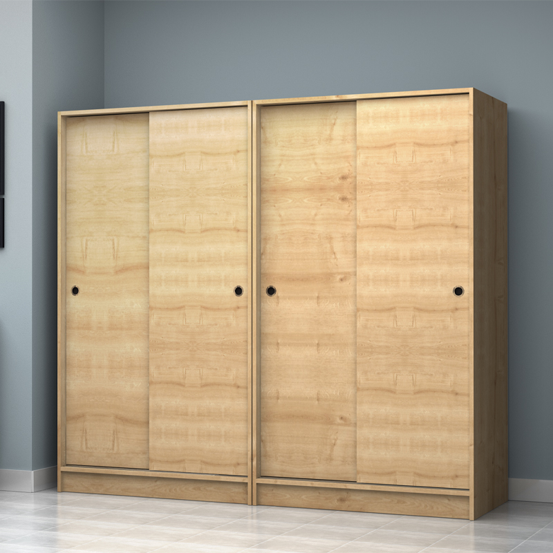Ντουλάπα ρούχων Regio Megapap τετράφυλλη συρόμενη χρώμα φυσικό οξιάς 200x60x181εκ.