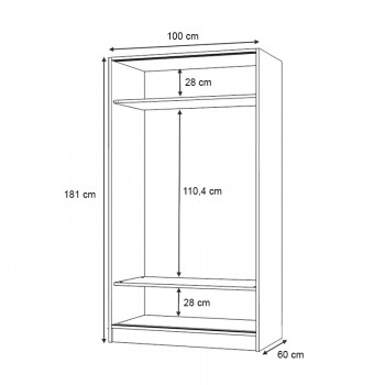 Ντουλάπα ρούχων Regio Megapap δίφυλλη συρόμενη χρώμα φυσικό οξιάς 100x60x181εκ.