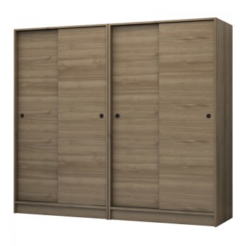Ντουλάπα ρούχων Regio Megapap τετράφυλλη συρόμενη χρώμα καρυδί 200x60x181εκ.
