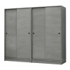 Ντουλάπα ρούχων Regio Megapap τετράφυλλη συρόμενη χρώμα γκρι σκυροδέματος 200x60x181εκ.