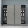 Ντουλάπα ρούχων Regio Megapap τετράφυλλη συρόμενη χρώμα γκρι σκυροδέματος 200x60x181εκ.