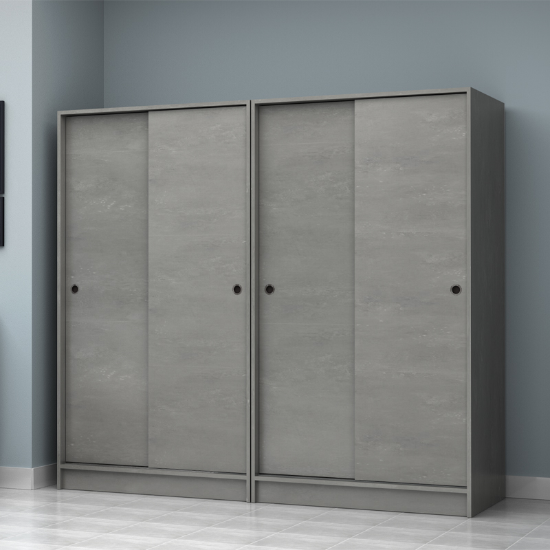 Ντουλάπα ρούχων Regio Megapap τετράφυλλη συρόμενη χρώμα γκρι σκυροδέματος 200x60x181εκ.