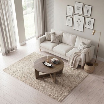 Τραπεζάκι σαλονιού Kati Megapap χρώμα καρυδί Ø80x42εκ.