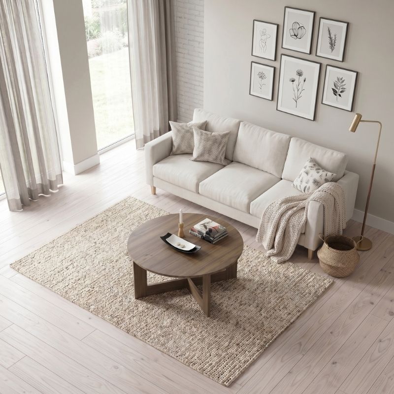 Τραπεζάκι σαλονιού Kati Megapap χρώμα καρυδί Ø80x42εκ.