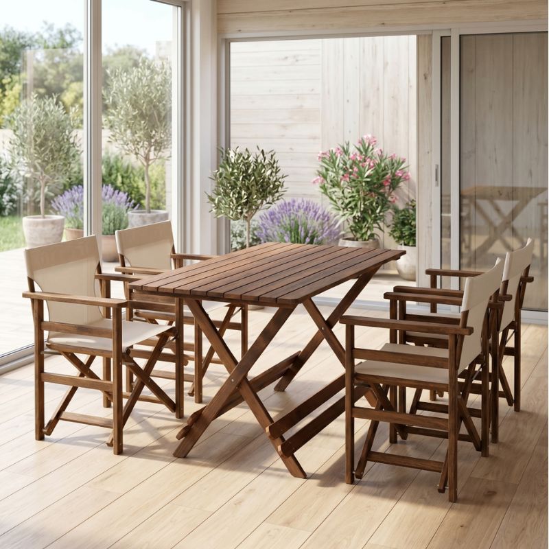 Τραπέζι πτυσσόμενο Queen Megapap από ξύλο οξιάς σε χρώμα καρυδί εμποτισμού 120x80x75εκ.